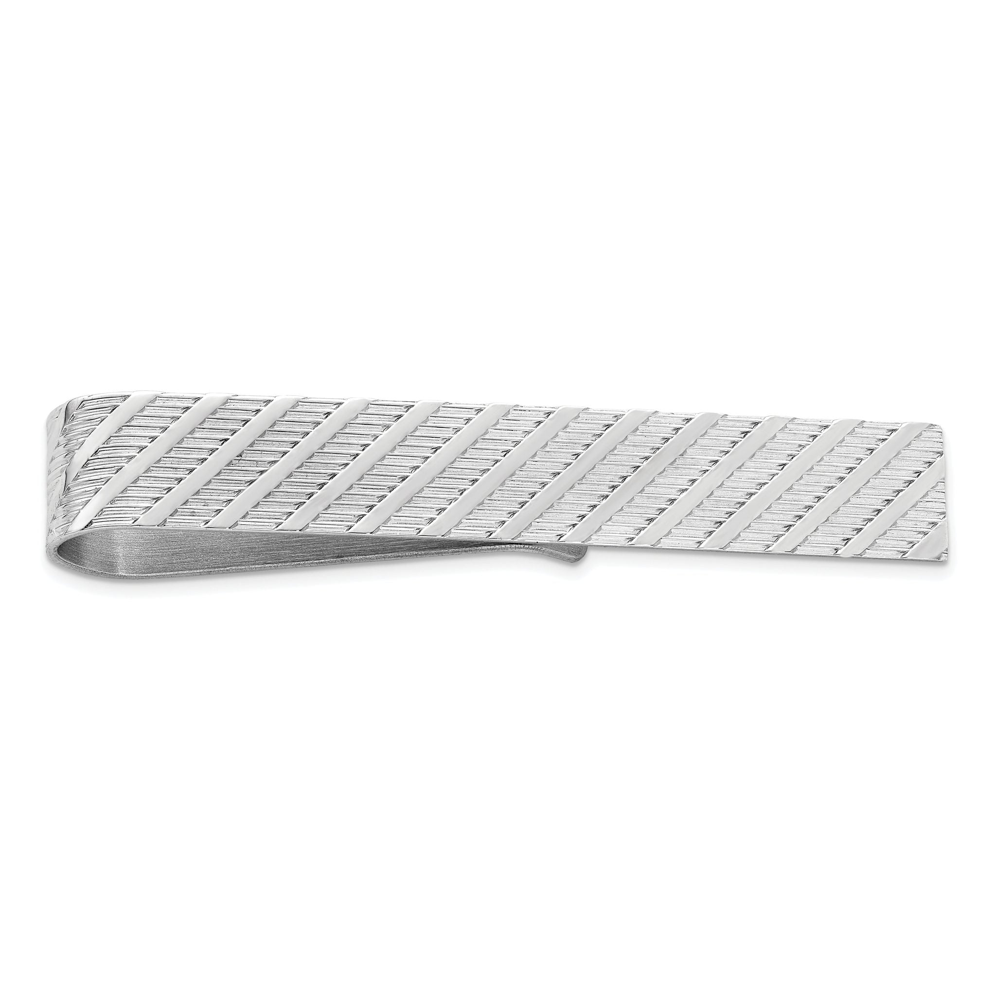 Sterling Silver Rhodium-Plated Tie Bar with Polished Solid Finish Main image