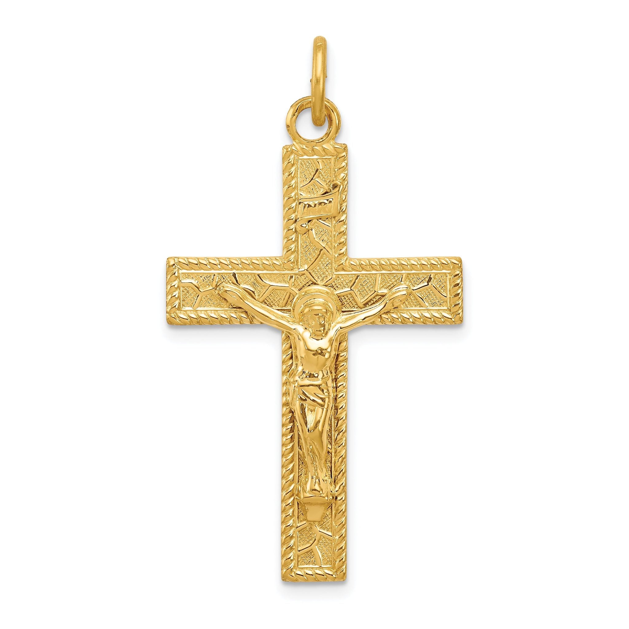 Sterling Silver 24K Gold-Plated INRI Crucifix Pendant Elegant Polished Finish