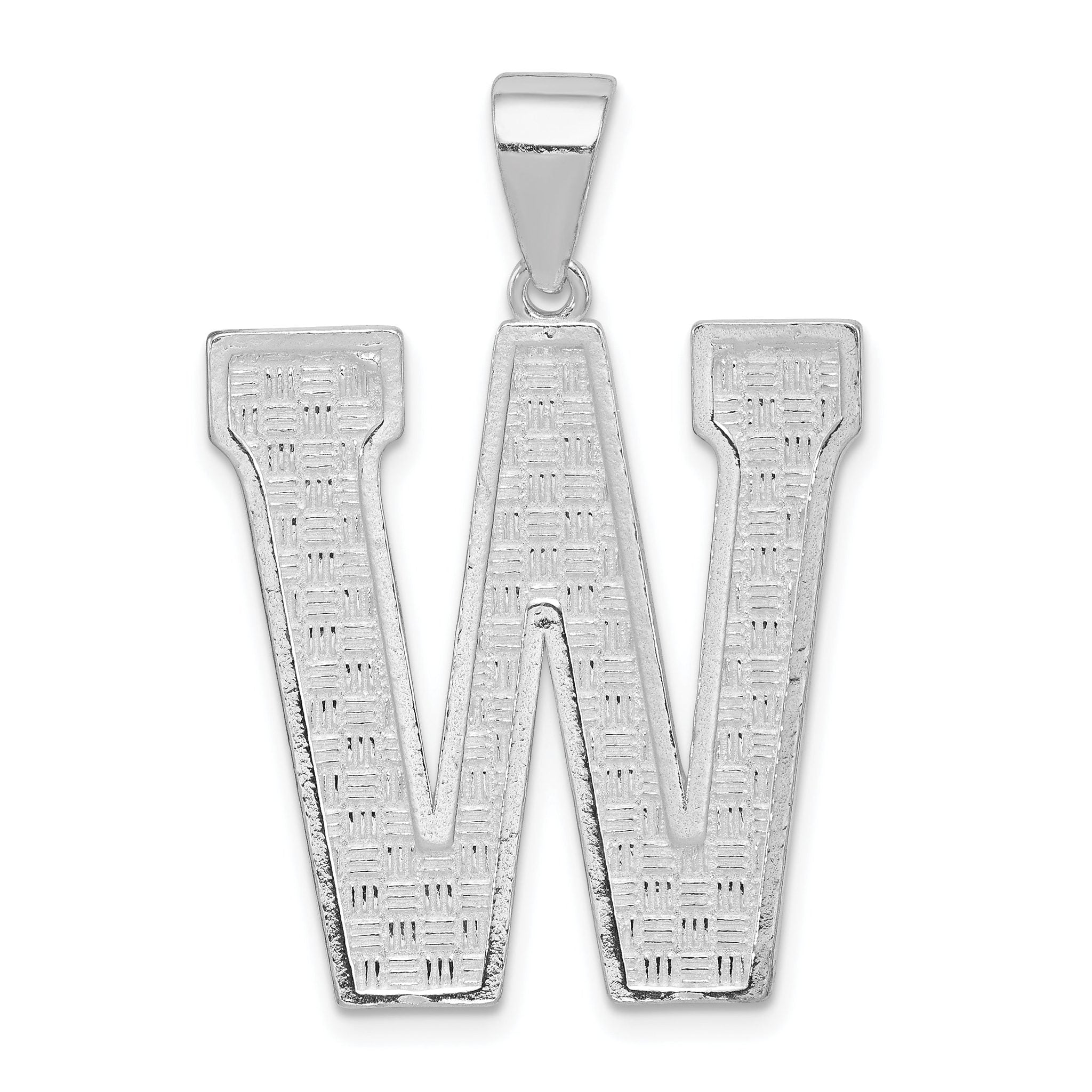 Sophia Jewelers Sterling Silver Rhodium-Plated Large Letter W Pendant Gift Main image