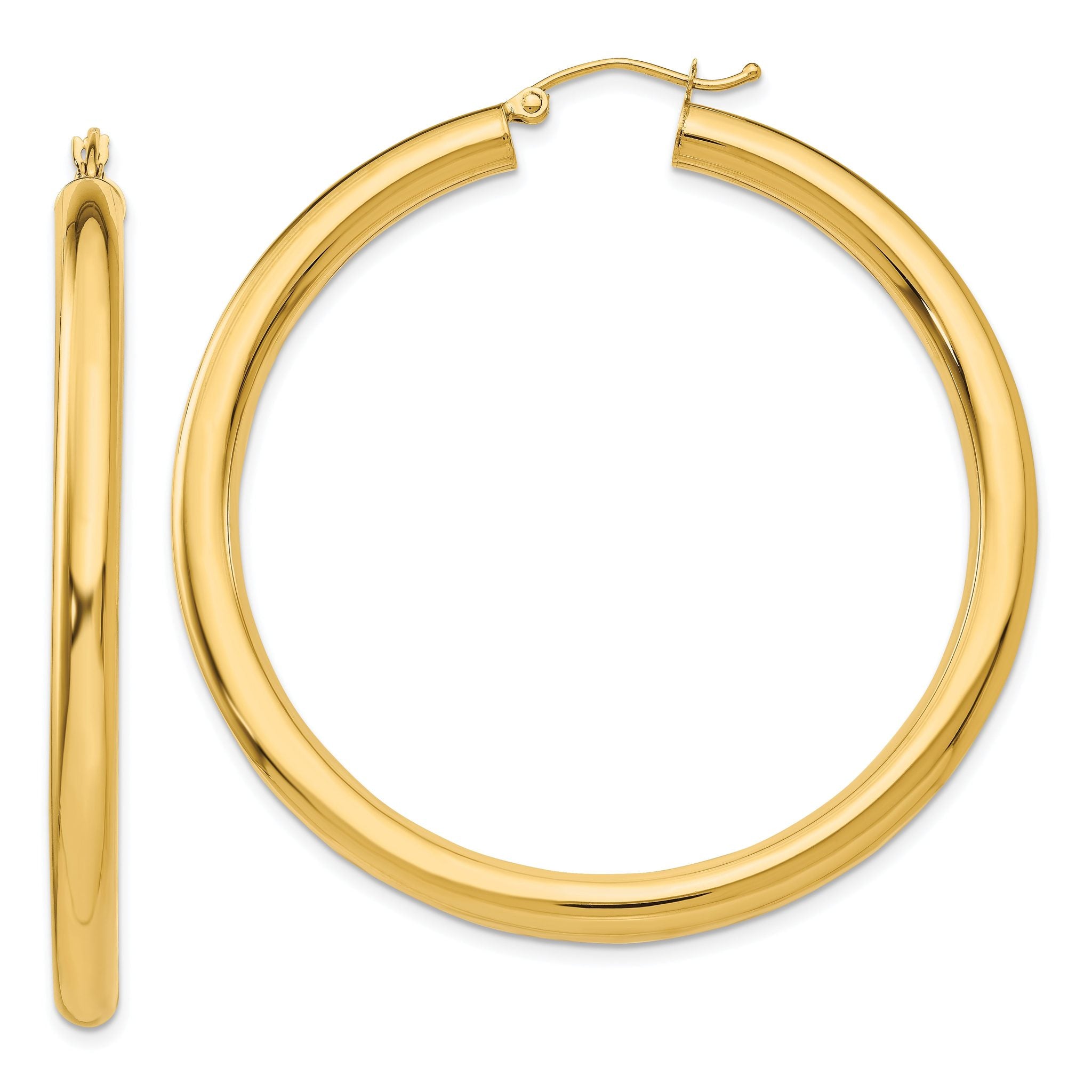 14K Polished 4mm Tube Hoop Earrings Main image