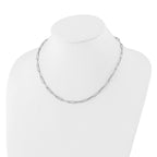 14K White Gold Polished / Textured Paperclip Link Necklace
