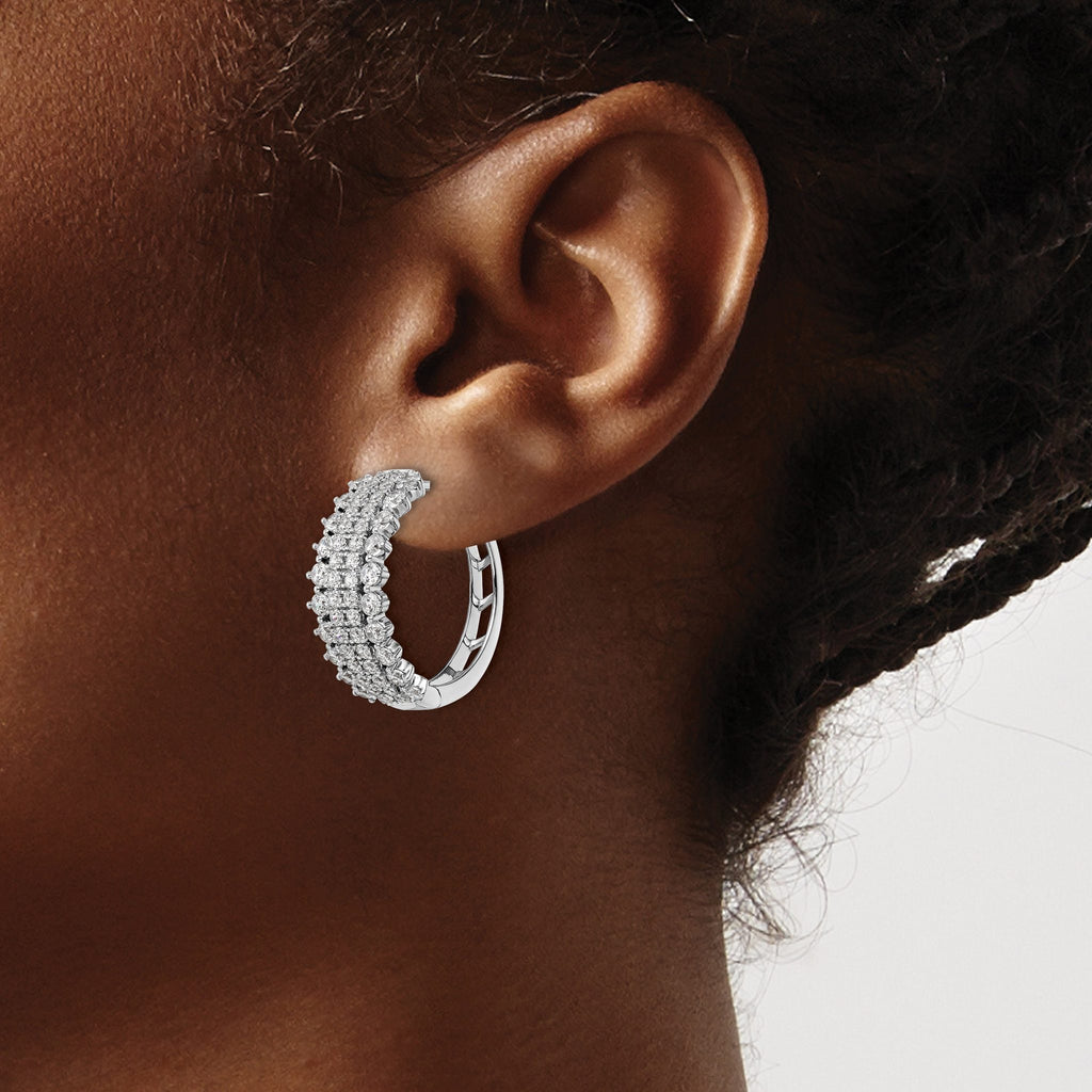 14k White Gold 3 carat Lab Grown Diamond VS/SI+ G+ Complete Hinged Hoop Earrings