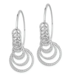 Sterling Silver Rhodium-plated D/C Graduated Circle Dangle Hoop Earrings
