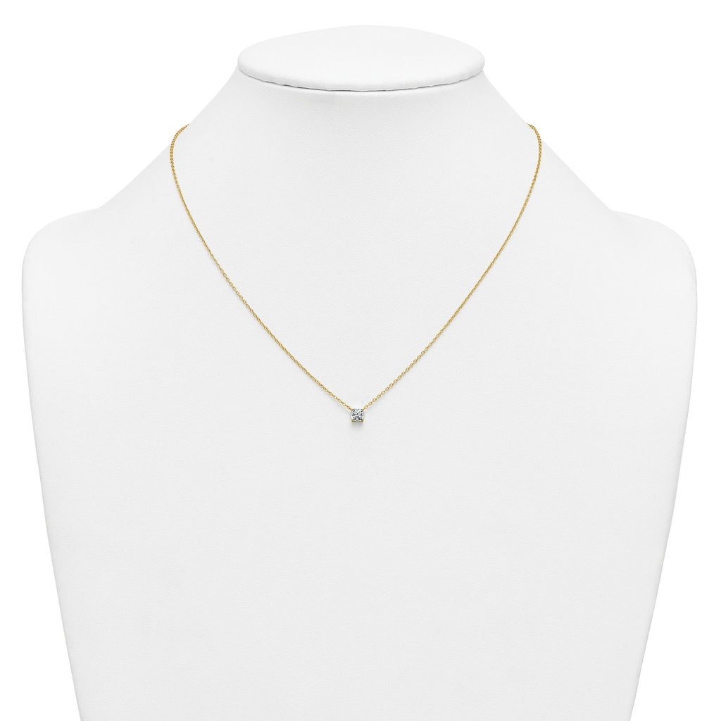 14k 1/2 carat Lab Grown Diamond VS/SI+ G+ Cushion Complete 18 inch Four Prong Pendant Necklace