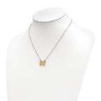 14k Polished and Brushed Butterfly w/ 2in ext Necklace
