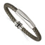 Stainless Steel Antiqued and Brushed Grey Leather Bracelet