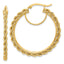10k Polished and D/C Rope 2.95mm Hoop Earrings