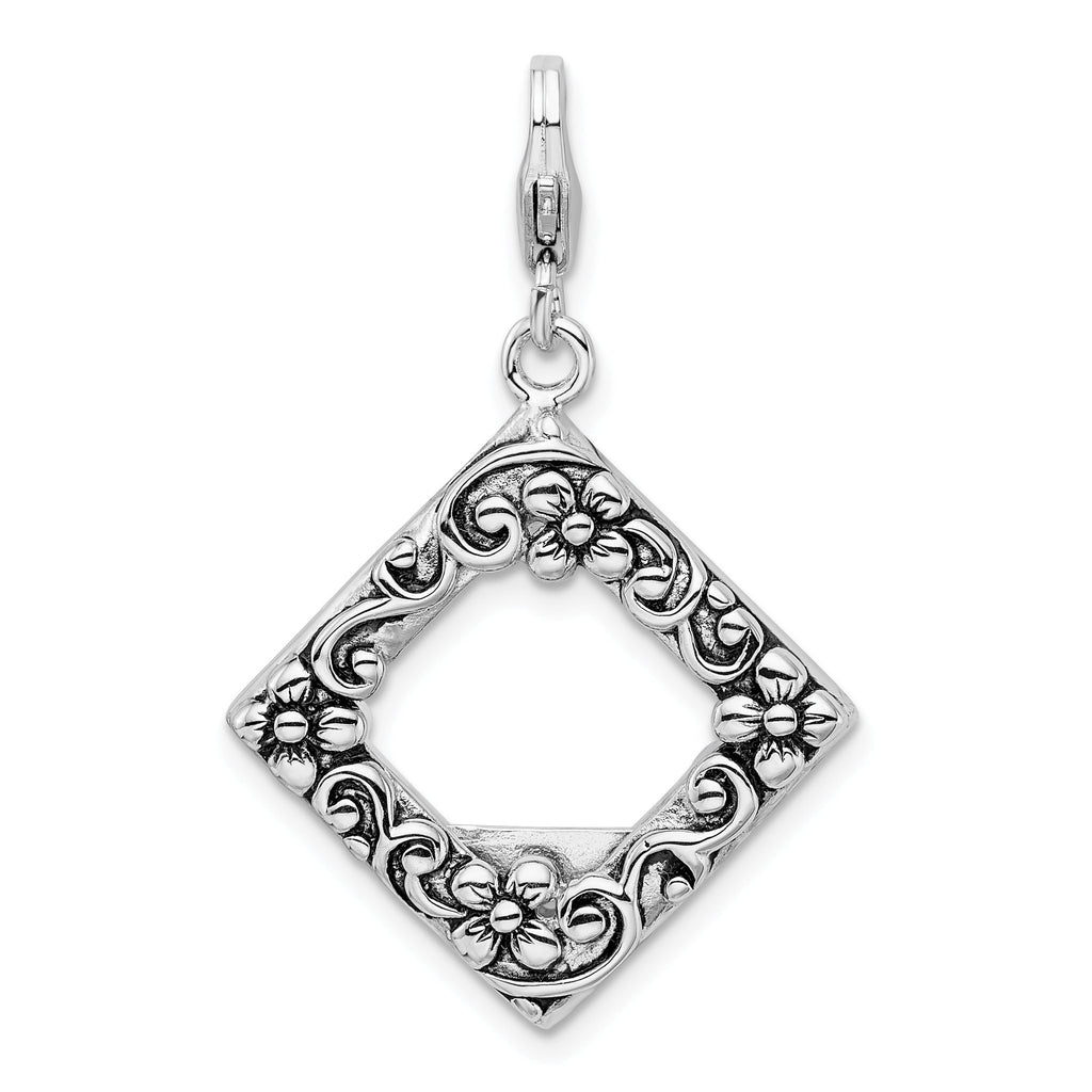 Sophia Jewelers Sterling Silver Photo Charm with Antique Rhodium Finish