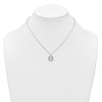Sterling Silver Polished White CZ Smiley Face with Heart Eyes 16 inch Necklace