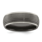 Edward Mirell Titanium Wedding Band with Grooved Edge and Engravable Finish