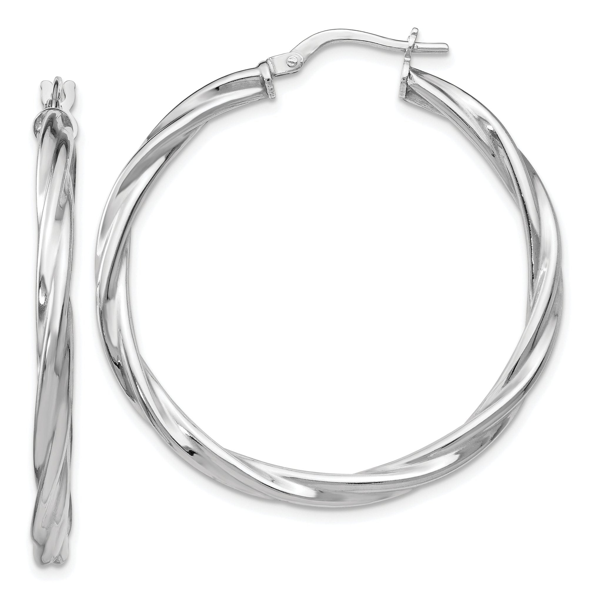 Sophia Jewelers 925 Sterling Silver Twisted Hoop Earrings with Rhodium Polish