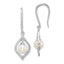 Sterling Silver Rhodium-Plated Diamond & Freshwater Pearl Drop Earrings Elegant Birthstone Style