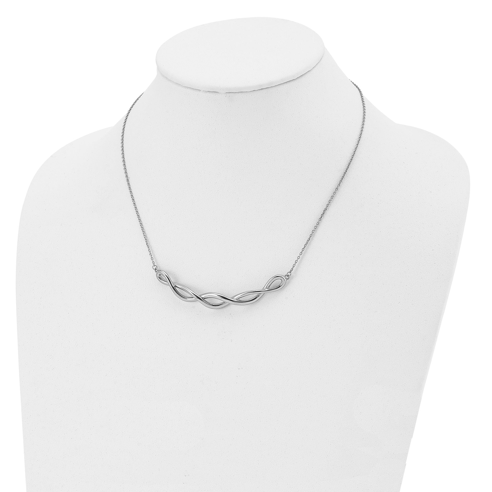 Chisel Stainless Steel Polished Twisted Bar on a 18 inch Cable Chain with 2 inch Extension Necklace