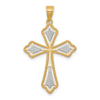 10K Yellow Gold Diamond-Cut Cross Pendant with Rhodium Accents  Polished Finish