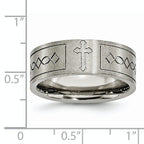 Cross Design Wedding Band in Titanium, 8mm