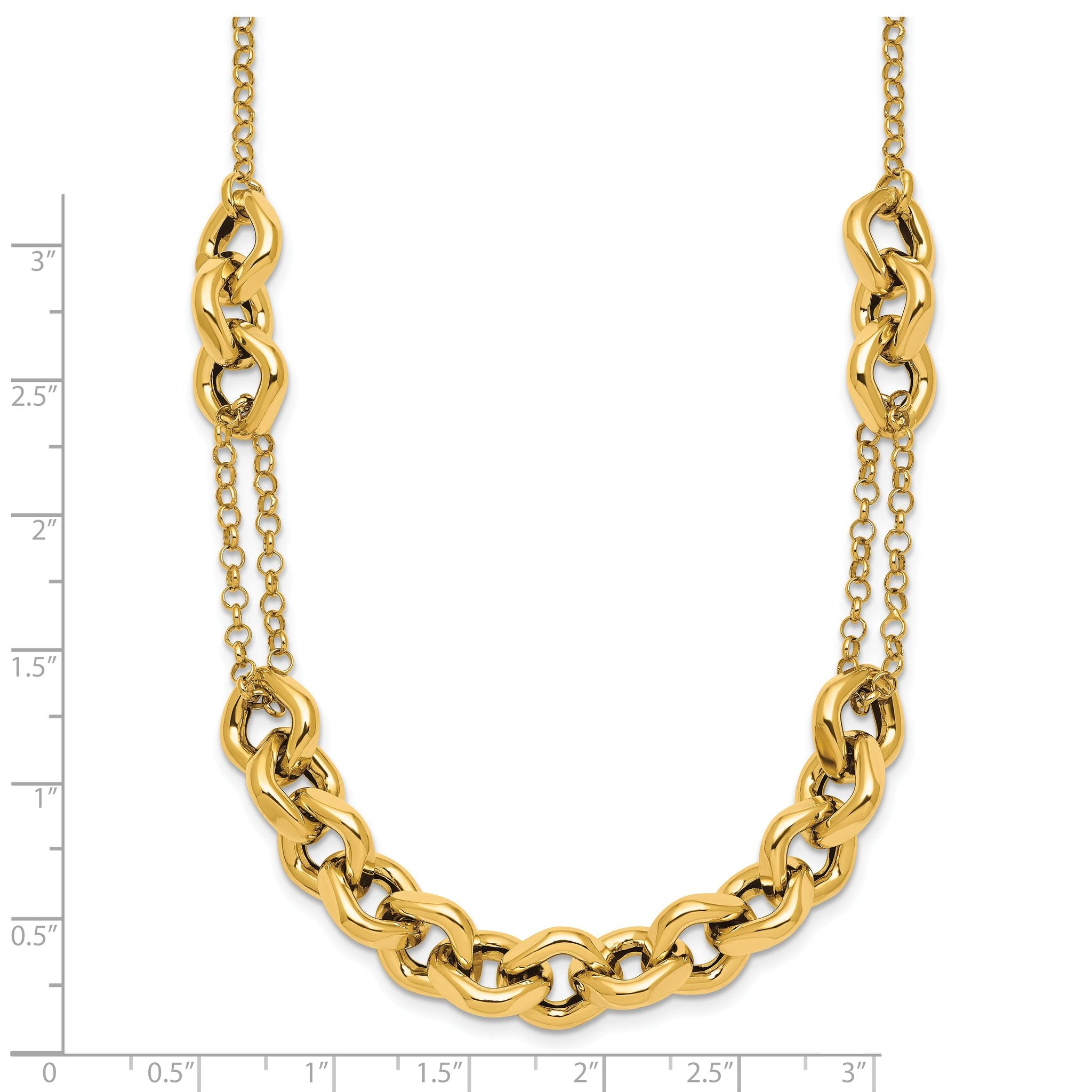 14k Polished Fancy Multi Link Chain 18 inch Necklace