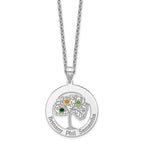 Sterling Silver/Rhod-plated 3 Birthstone with 14k Bezel Family Pendant