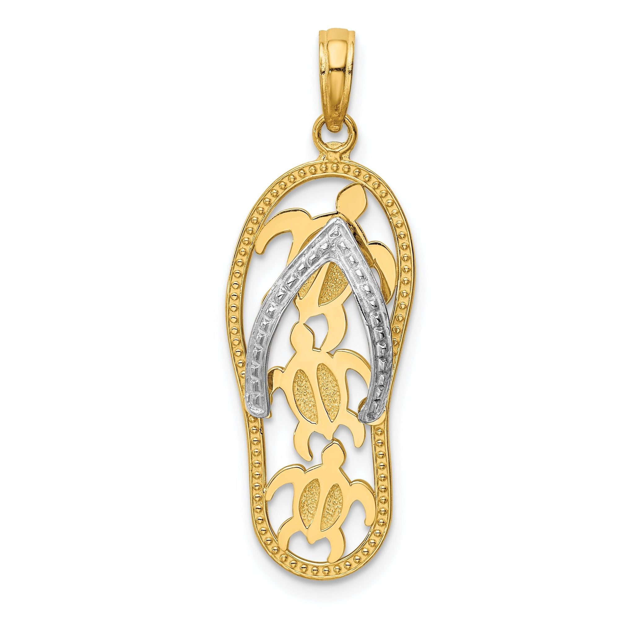 14K Two-Tone Gold Sea Turtle Flip-Flop Pendant  Elegant Themed Jewelry by Sophia Jewelers Main image