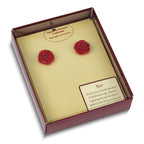 Lacquer Dipped Red Real Rose Silver-tone Post Earrings