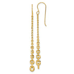 14k Polished Fancy Graduated Cable Chain Link Dangle Shepherd Hook Earrings