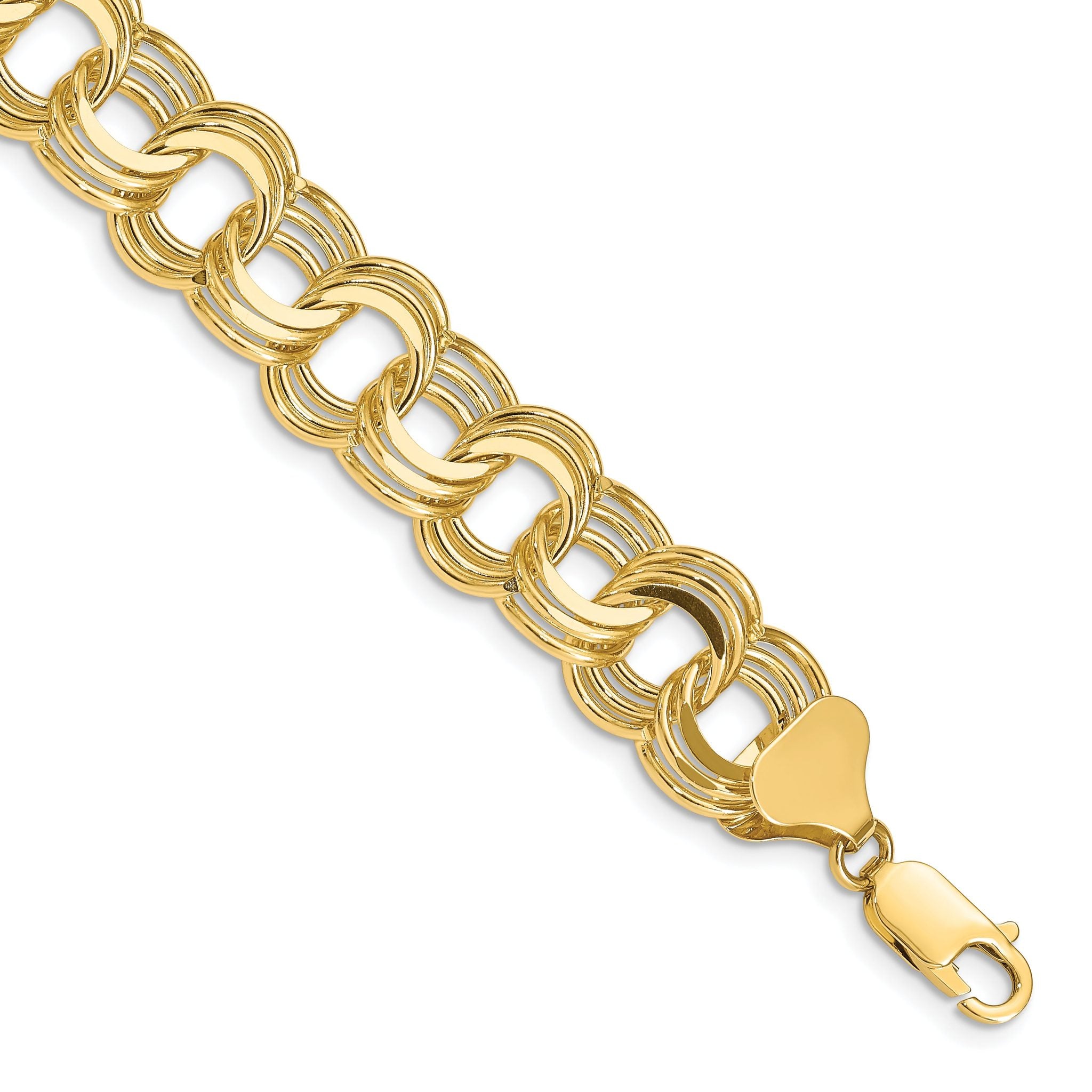 14k 12mm Solid Triple Link 7 inch Charm Bracelet Main image
