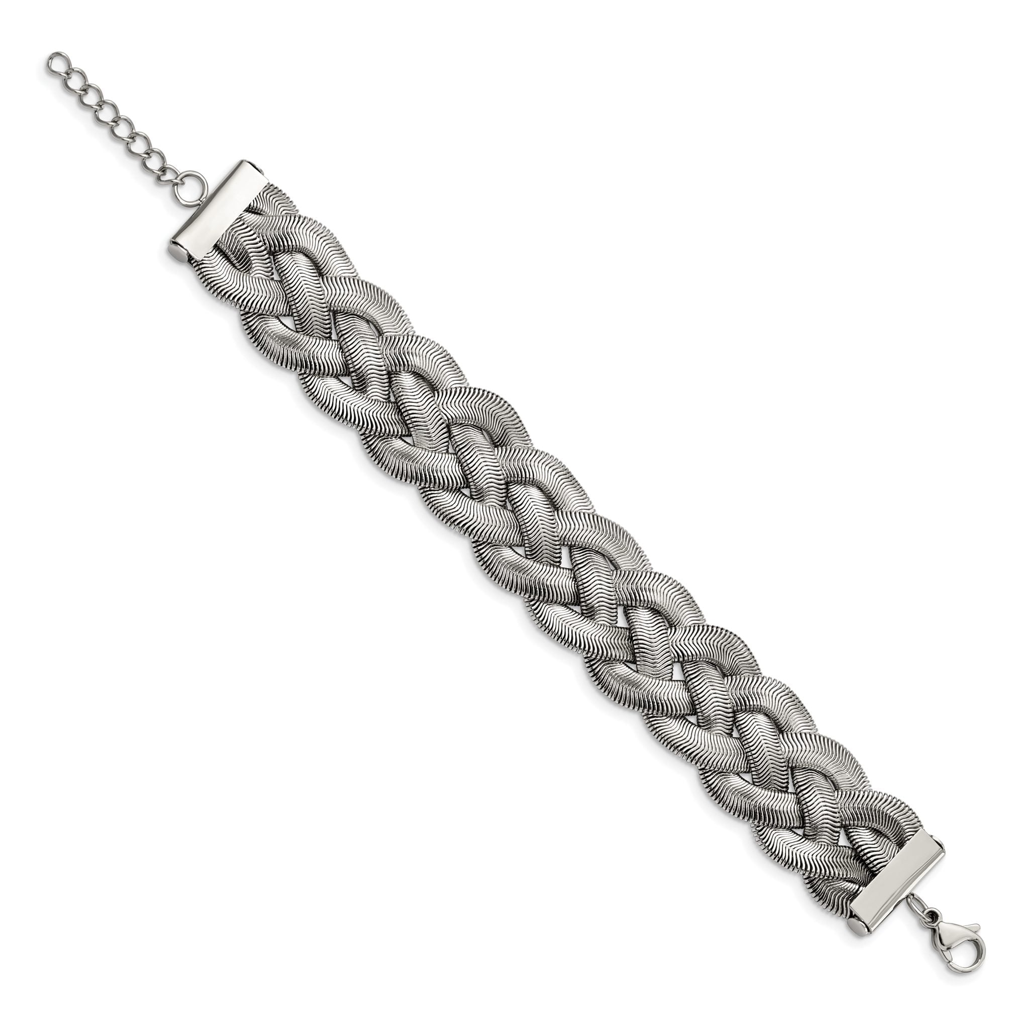 Stainless Steel Polished Braided Mesh with ext. Bracelet for Women