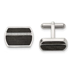 Stainless Steel Black Carbon Fiber Inlay Cuff Links