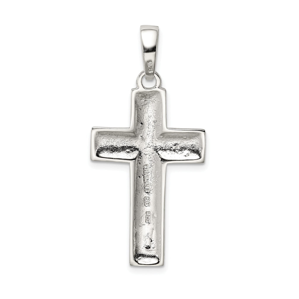Sterling Silver 925 Polished Cross Pendant Elegant Solid Design