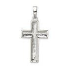 Sterling Silver 925 Polished Cross Pendant Elegant Solid Design