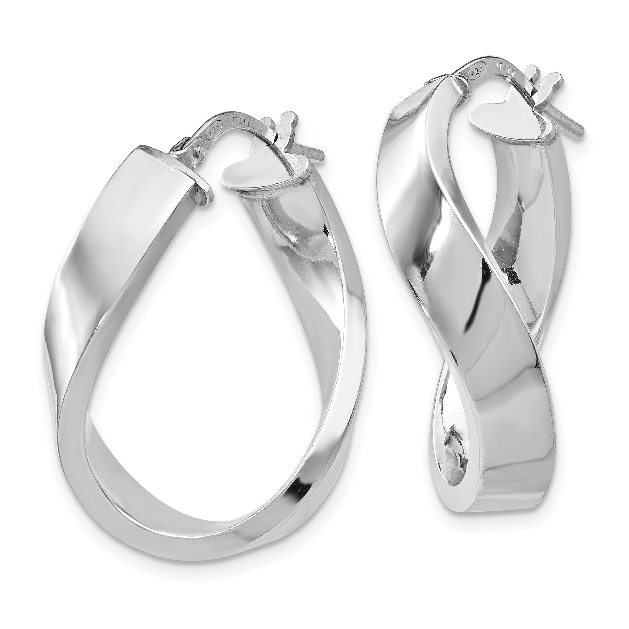Sterling Silver 925 Twisted Hoop Earrings with Polished Rhodium Finish Secondary image