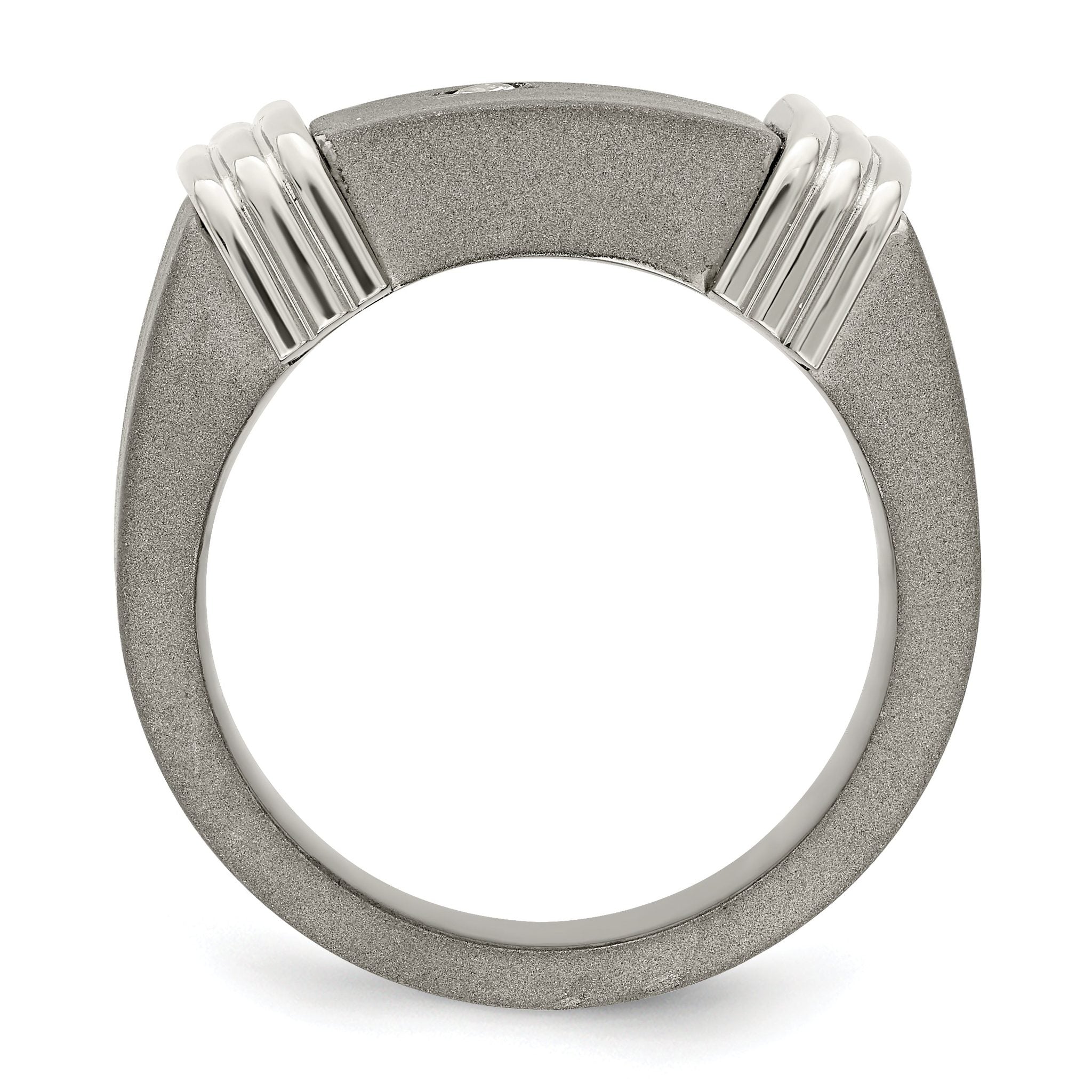 Edward Mirell Titanium & Argentium Sterling Silver .06ct Dia Signet Ring Secondary image