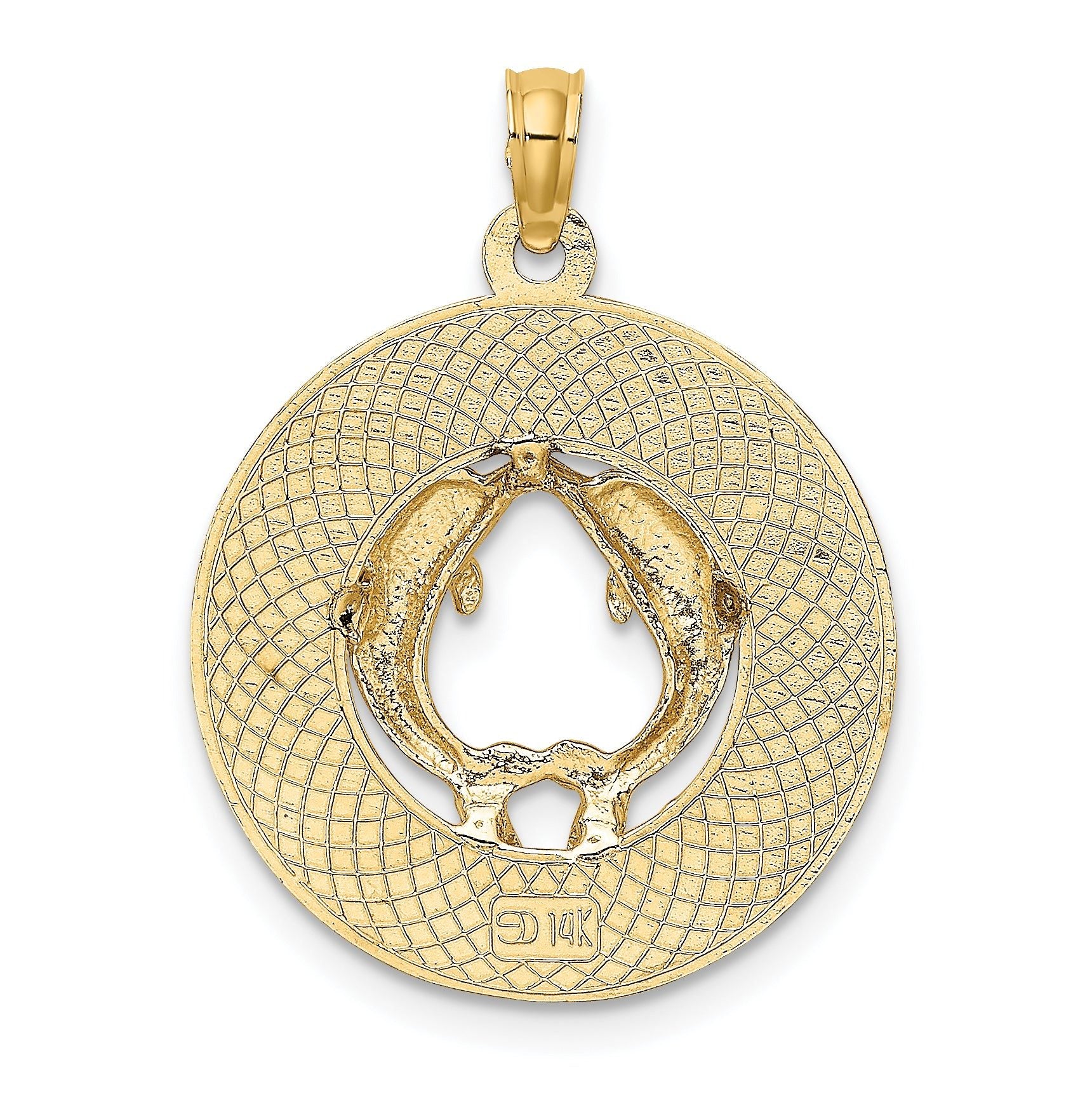 14K MARCO ISLAND Circle w/ Dolphins Charm