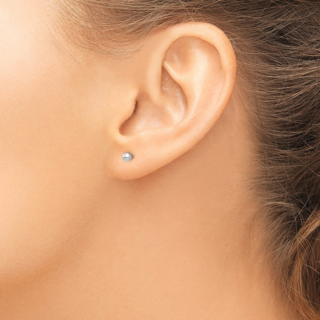 Ball Stud Earrings in 14K White Gold, 3mm