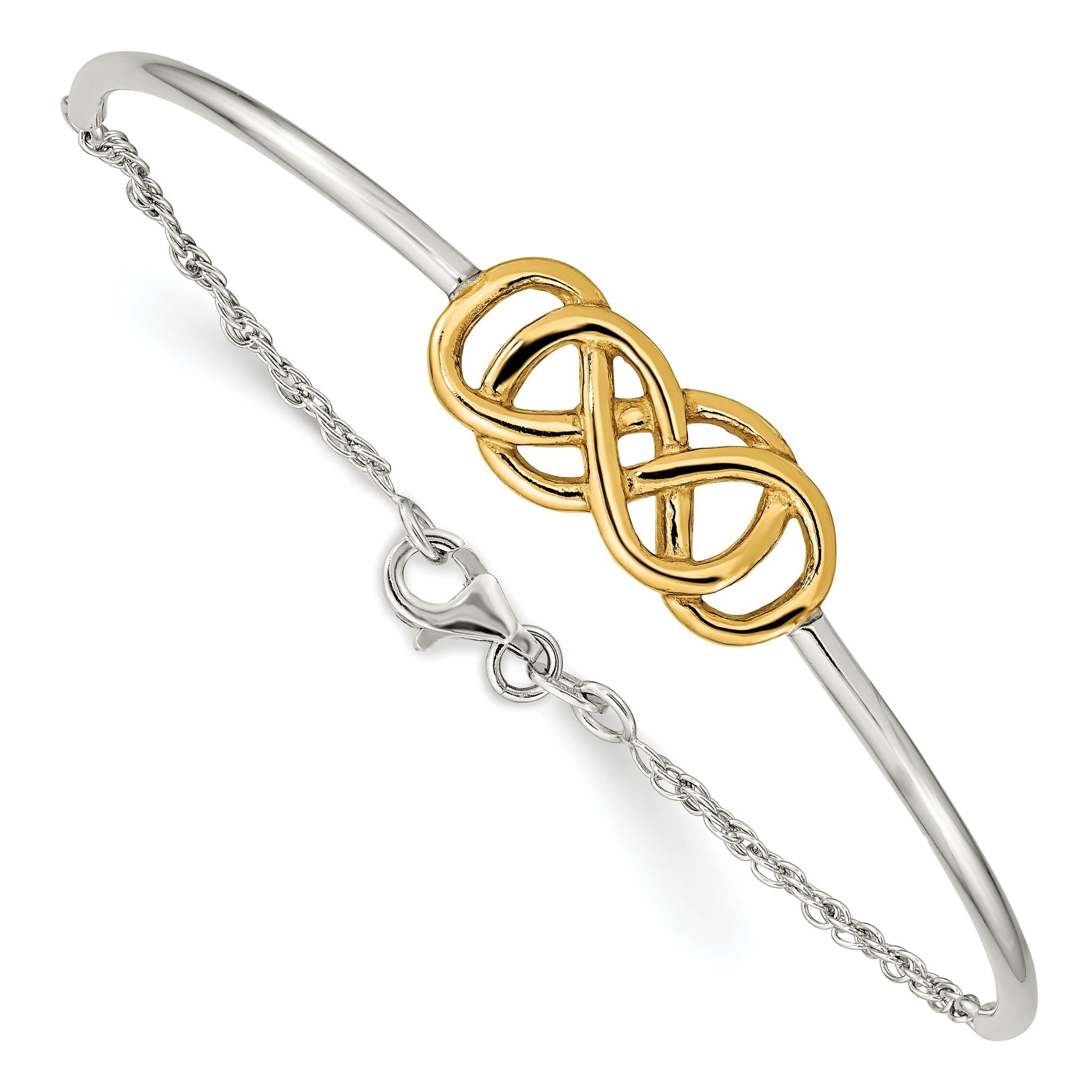 Gold-Plated Sterling Silver Double Infinity Bangle Bracelet for Women Main image