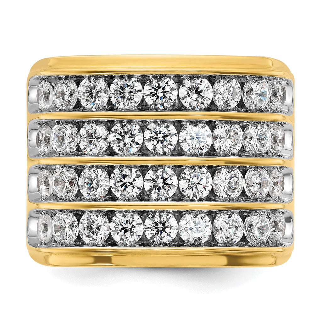 14k with White Rhodium Men's Polished 4-Row 3 5/8 Carat AA Quality Diamond Ring