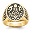 10k Men's Polished and Grooved with Black Enamel Masonic Ring
