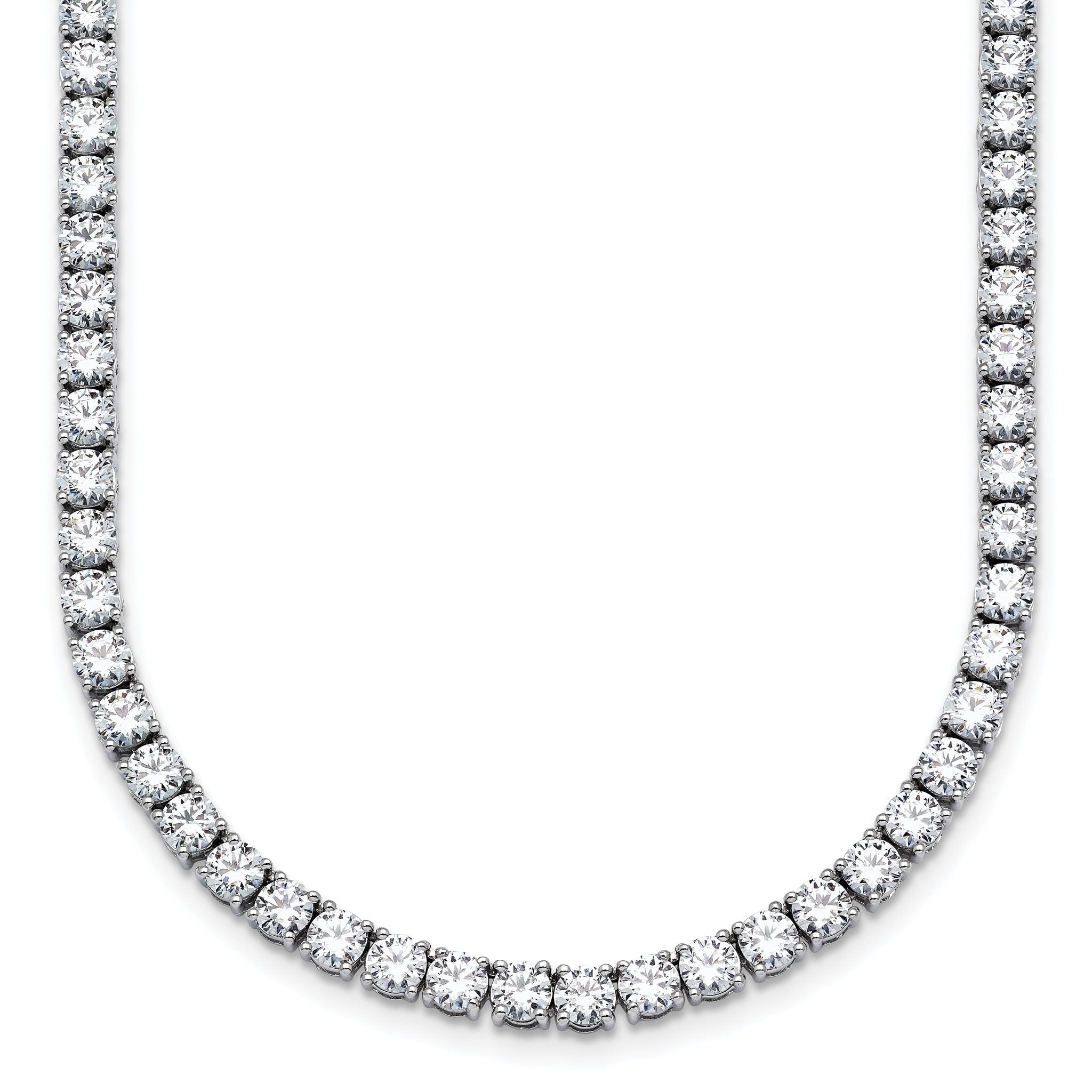 14k White Gold 18 carat Lab Grown Diamond VS/SI+ G+ Complete Round 18 inch Straight Tennis Necklace Main image