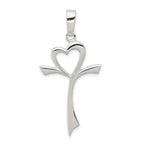 Sterling Silver 925 Heart Cross Pendant with Polished Elegant Finish