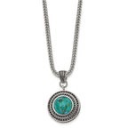 Antiqued Turquoise Necklace in Stainless Steel