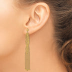 14K Gold Beaded Drop Earrings with Polished Finish for Women