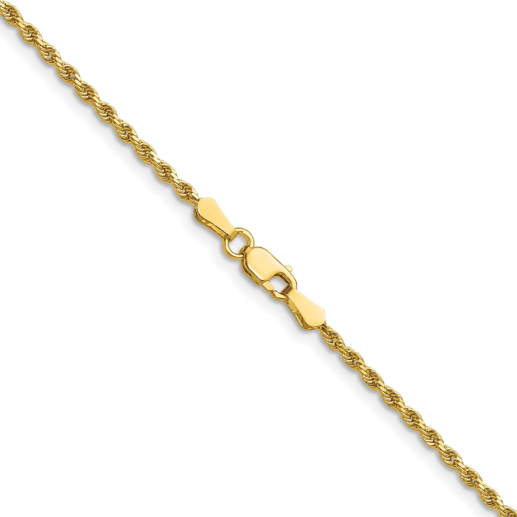 14K 5.5 inch 1.75mm Diamond-cut Rope with Lobster Clasp Chain