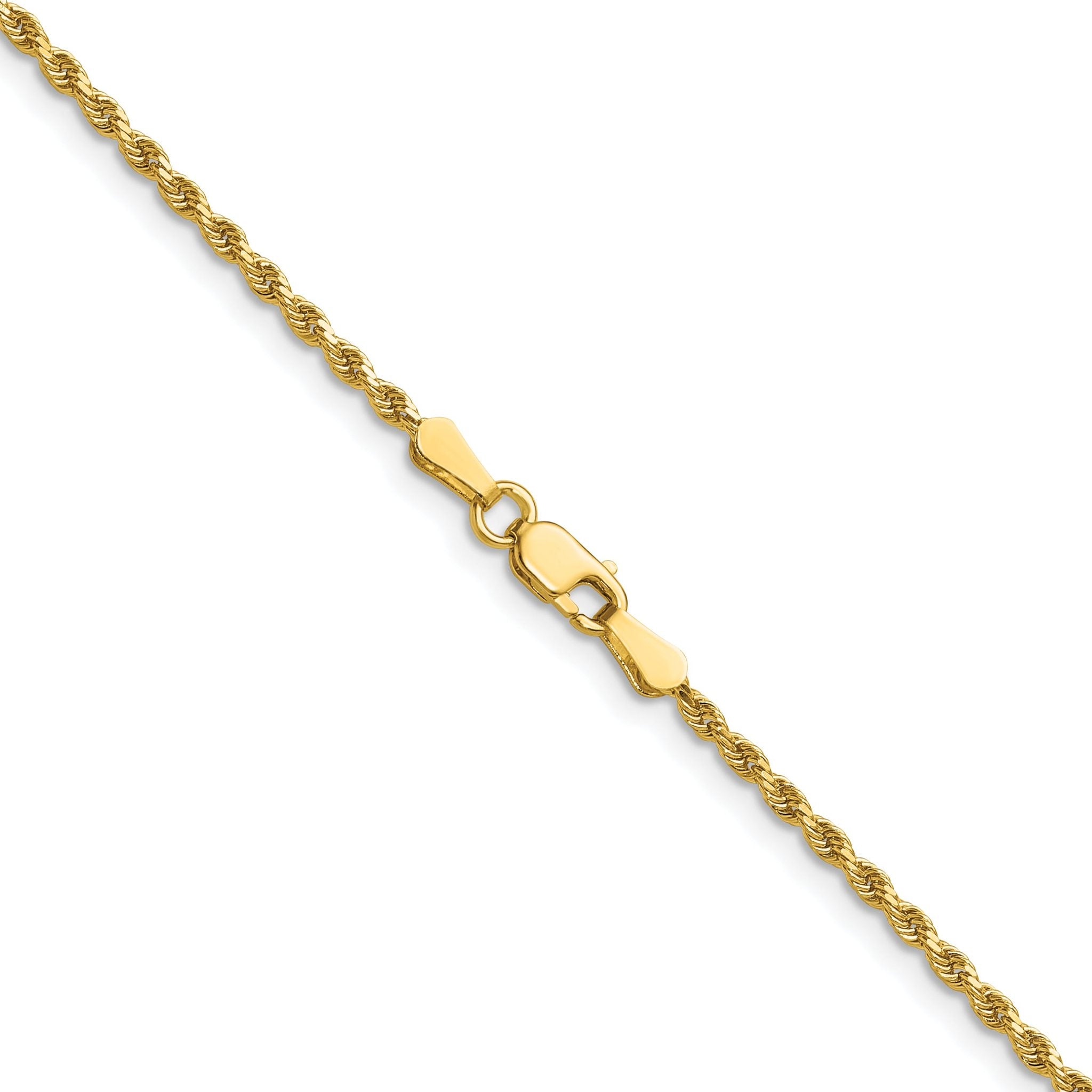 14K 5.5 inch 1.75mm Diamond-cut Rope with Lobster Clasp Chain