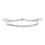 Sterling Silver Antiqued Crystal Tassel Adjustable Bracelet