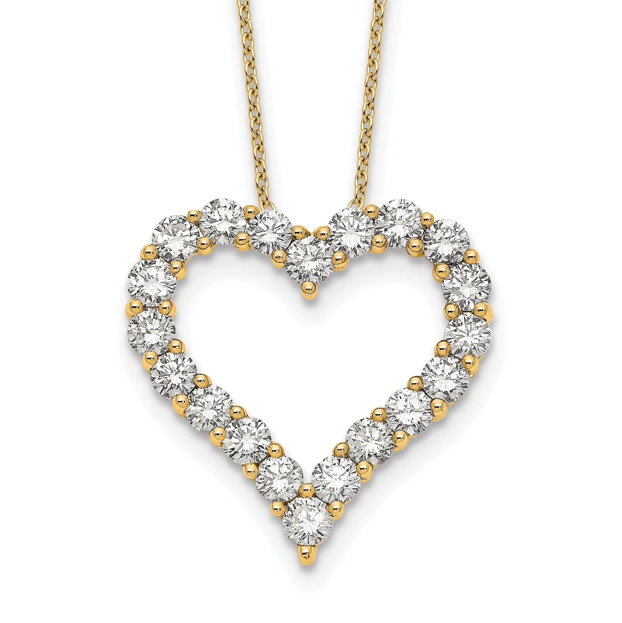 14k 2 carat Lab Grown Diamond VS/SI+ G+ Complete 18 inch Heart Pendant Necklace