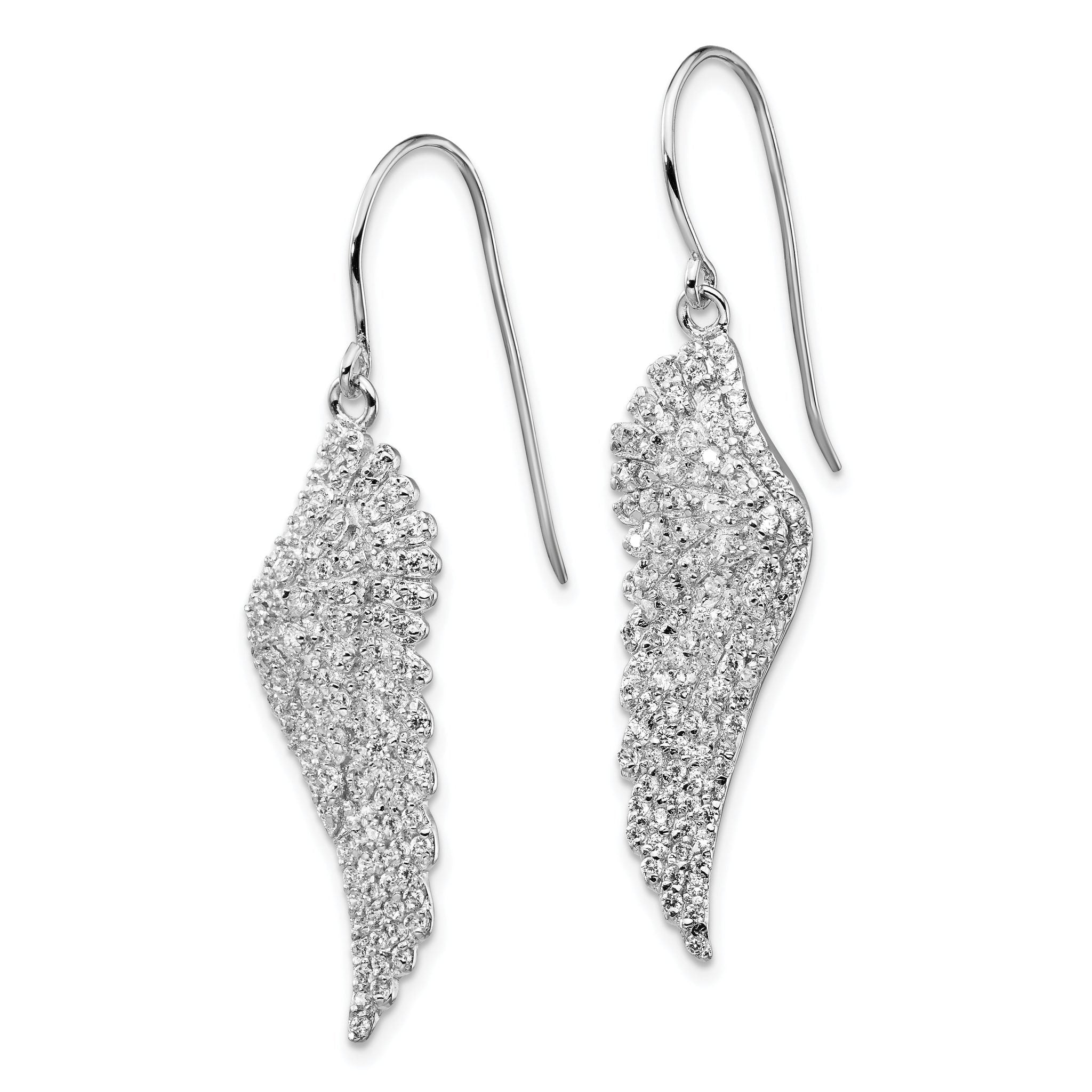 Cheryl Sterling Silver Rhodium-Plated CZ Angel Wing Dangle Earrings Gift Ready Secondary image