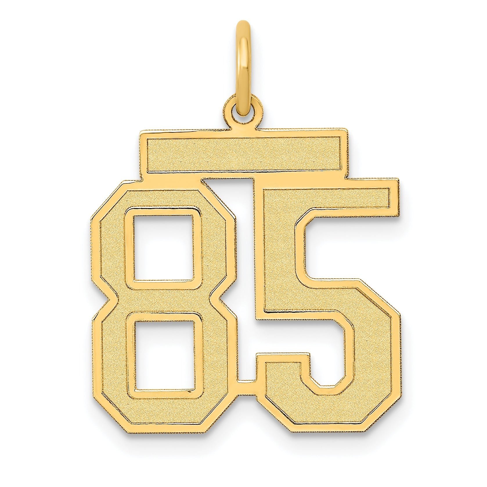 14K Gold Satin Finish Number 85 Charm with Brushed Texture Main image