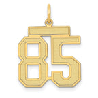 14K Gold Satin Finish Number 85 Charm with Brushed Texture