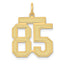 14K Gold Satin Finish Number 85 Charm with Brushed Texture