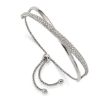 Stainless Steel Polished with Crystals Adjustable Bangle Bracelet for Women