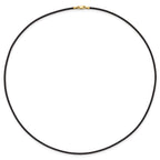 14k Yellow Clasp 1.5mm 16 inch Black Leather Cord Necklace